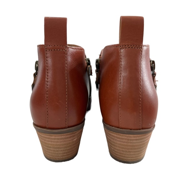 Vionic Cecily Cognac Waterproof Leather Ankle Booties Size 5M - Picture 5 of 15